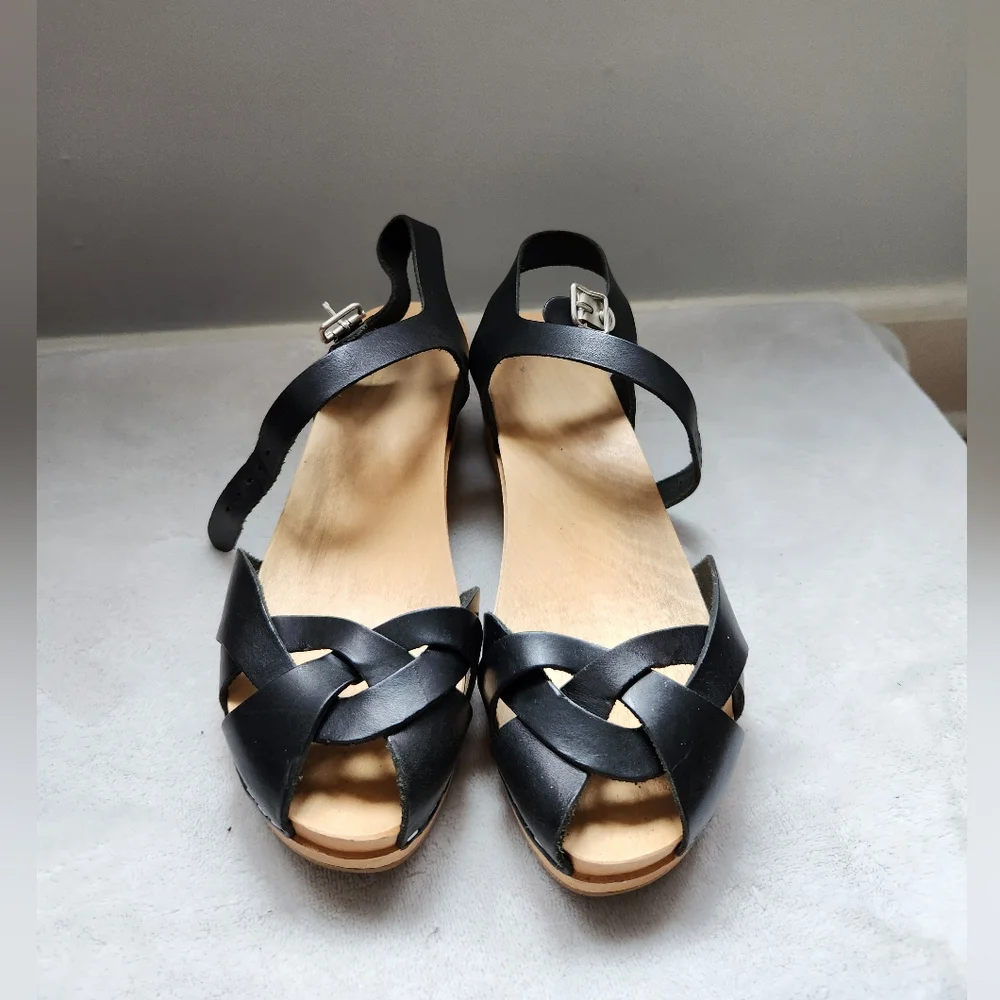 Swedish Hasbeens black leather clog size 36/6.5 - Picture 5 of 6